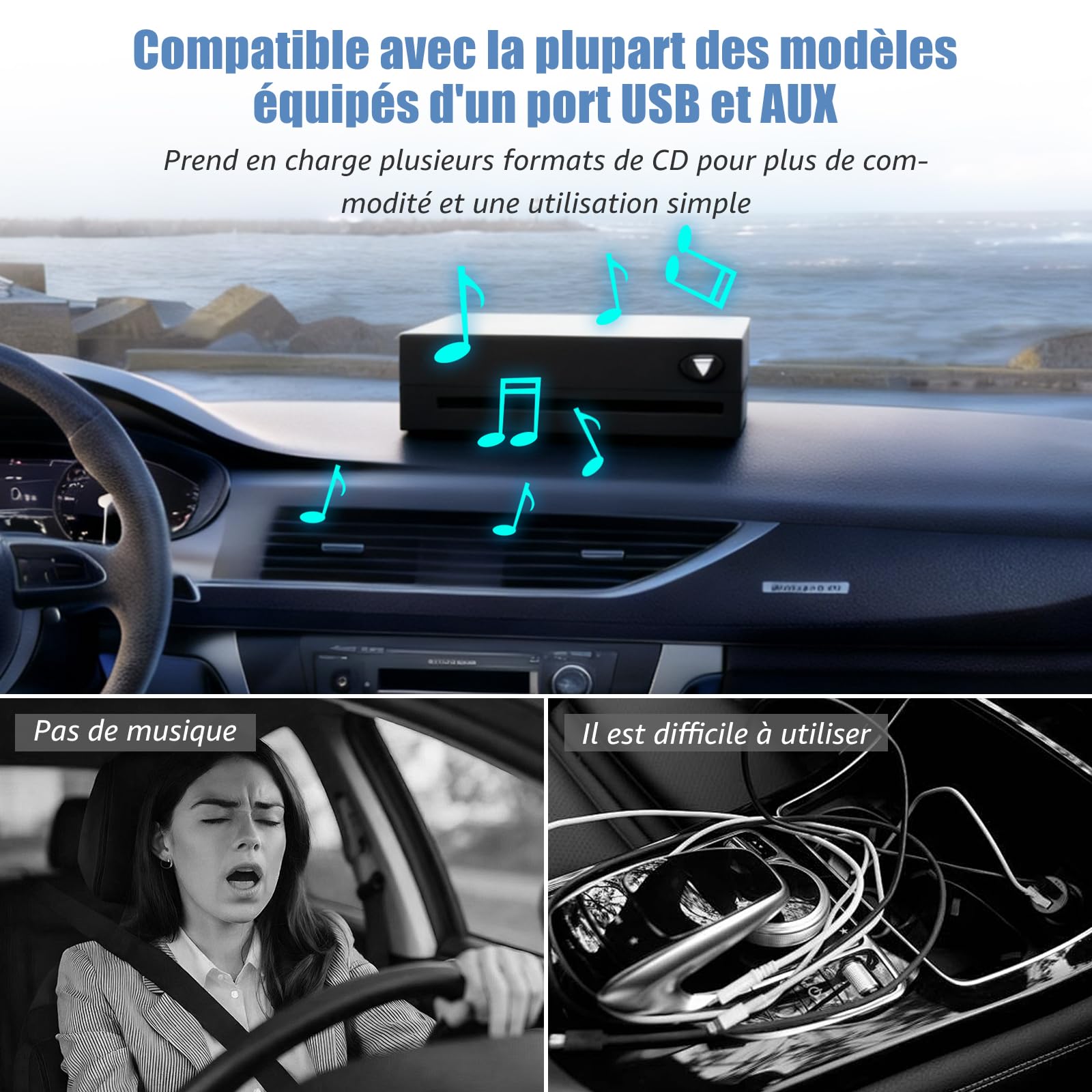CD-Player für Auto, Computer, Fernseher, mit USB 2.0, tragbarer externer Universal-DVD-Player, Computer, externer Fernseher