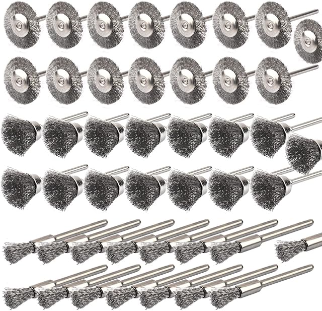 ATOPLEE Wire Brushes Set, 45PCS 1/8 Inch(3mm) Shank Steel Wire Wheels Cup Brush Pen Brushes Set Kit Accessories for Rotary Tool (45)