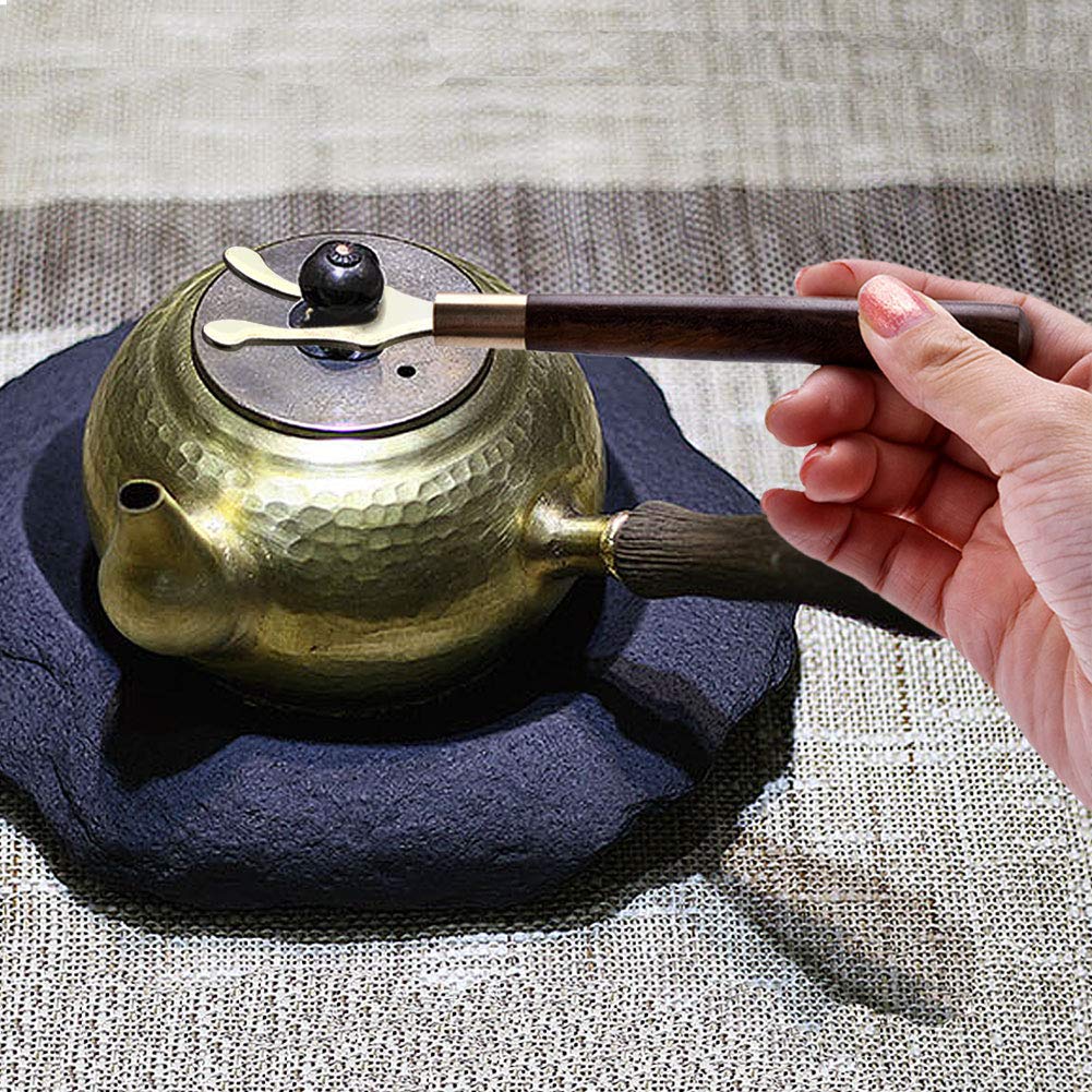 Tea Pot Heat Insulation Tea Clip Fork with Wooden Handle for Cast Iron Teapot kung fu Tea Pot Set Heat Insulation Copper Coffee Tea Tools