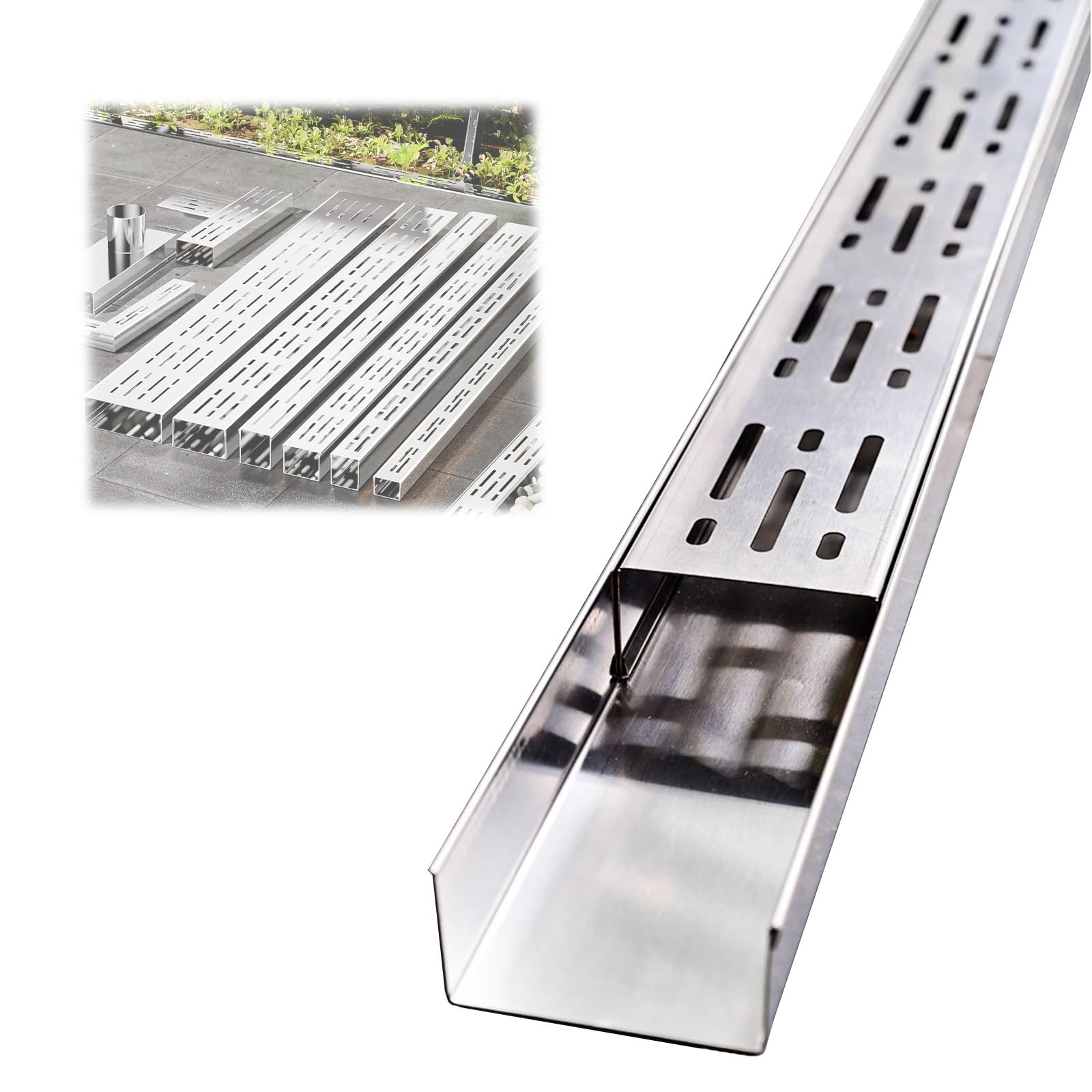 Grille de caniveau acier inoxydable kit étanche caniveau pour gouttière