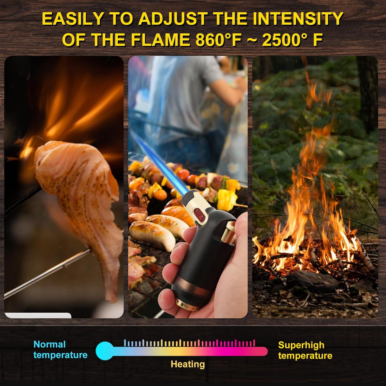 Refillable Butane Torch Lighter, Super Long Flame, Windproof, Adjustable for Welding, Soldering, Cooking, Creme Brulee, Baking (Butane Gas Not Included)