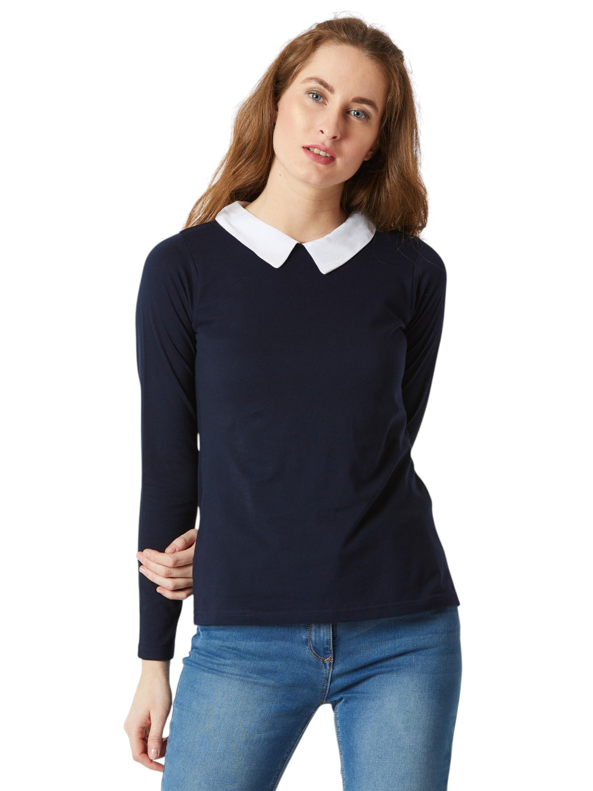 miss chase Women's Collared V-Neck 3/4 Sleeve Cotton Top-picture-11