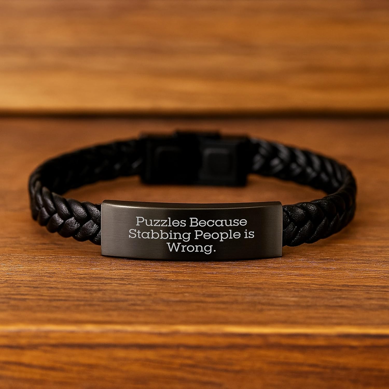 Puzzles Gifts for Men Interlaced Leather Bracelet Funny Quote Birthday Unique Gifts