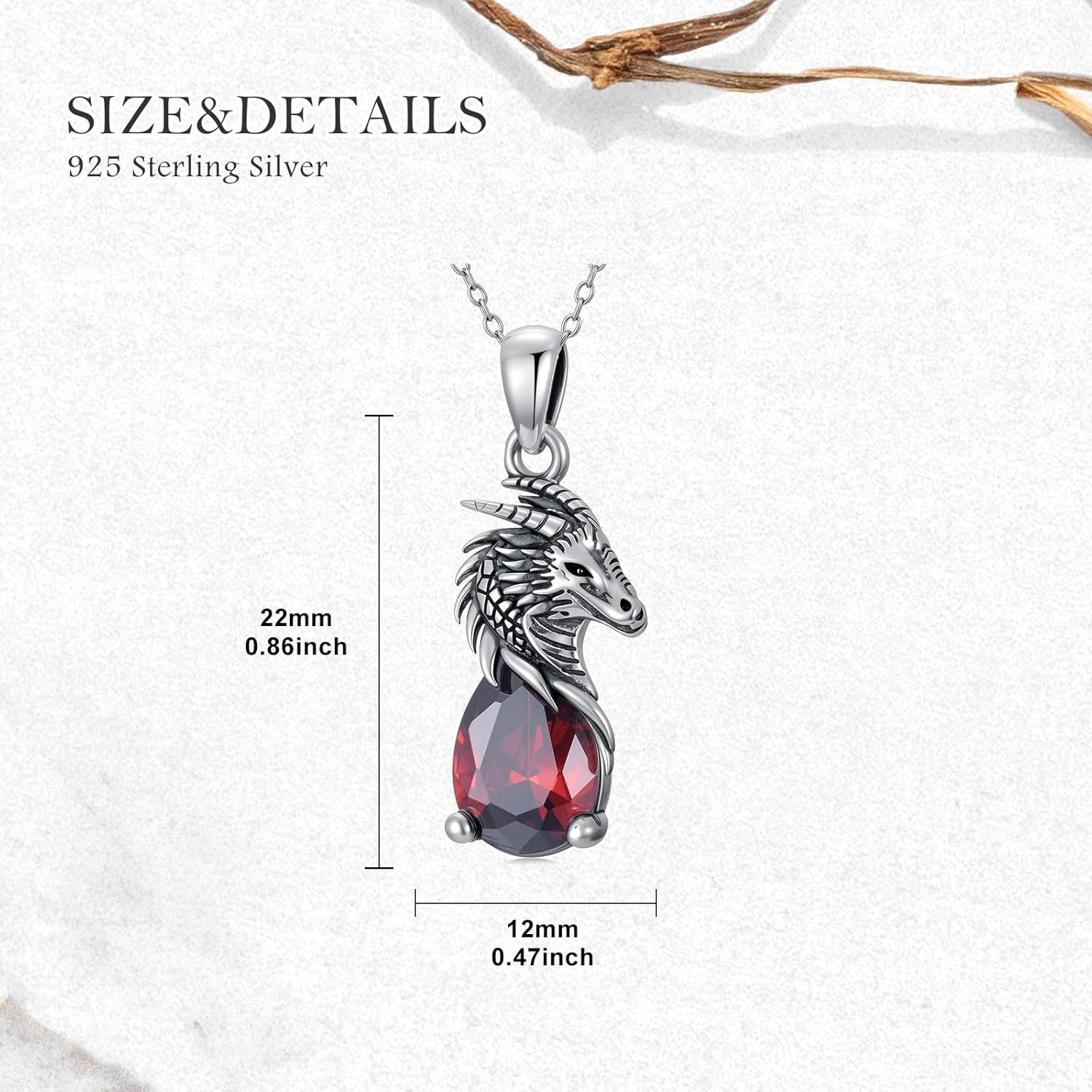 Dragon Necklace with Birthstone 925 Sterling Silver Dragon Pendant Necklace Fine Jewelry Birthday Gift for Women/Men - Image 5