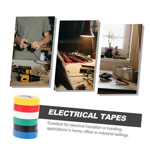 Set de 6 rollos de cinta aislante eléctrica 18mm x 20m PVC miniatura 9