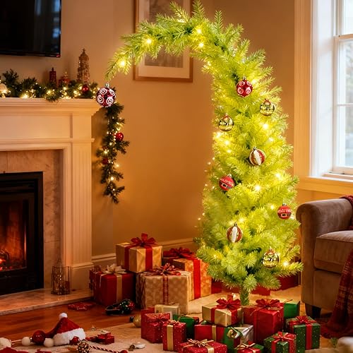 Whimsical Artificial Christmas Tree, Prelit Christmas Tree 6FT with Timer Remote, 150 LED Timer Lights for Christmas Decorations Indoor/Outdoor/Porch Decor