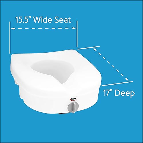 Vista 8 de Carex E-Z Lock - Asiento de inodoro elevado, elevador alargado para asiento de inodoro, añade 5 pulgadas de altura, capacidad de 300 libras, asiento