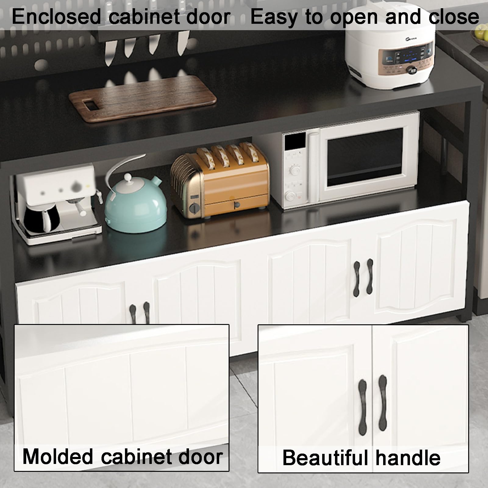 LYGXWJFC Scaffale portaoggetti per Isola Cucina con Pannello Posteriore Traforato e bancone Bar Woody & White 80x40x140 cm