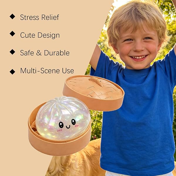 Glitter Dumpling Squishies Box, Glitter Dumplings Squishiest Toy with Steamer Box, Soft Squeeze Decompression Dough, Dumplings Sensory Squeeze Toy for Stress Relief - 2