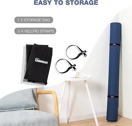 Miniatura 6 de UMINEUX Tapete de yoga grande para hombres y mujeres de 14 y 25 pulgadas, extra grueso, TPE para entrenamiento en casa, gimnasio, antideslizante,