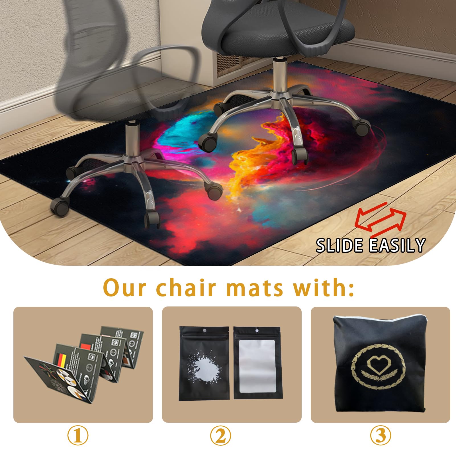 Bodenschutzmatte Gaming Teppich, Unterlage Schreibtischstuhl, Bürostuhl Matte, 200 x 230 cm Bodenschutz Bürostuhl Teppichschoner für Parkett, Laminat, Hartböden und Teppichboden
