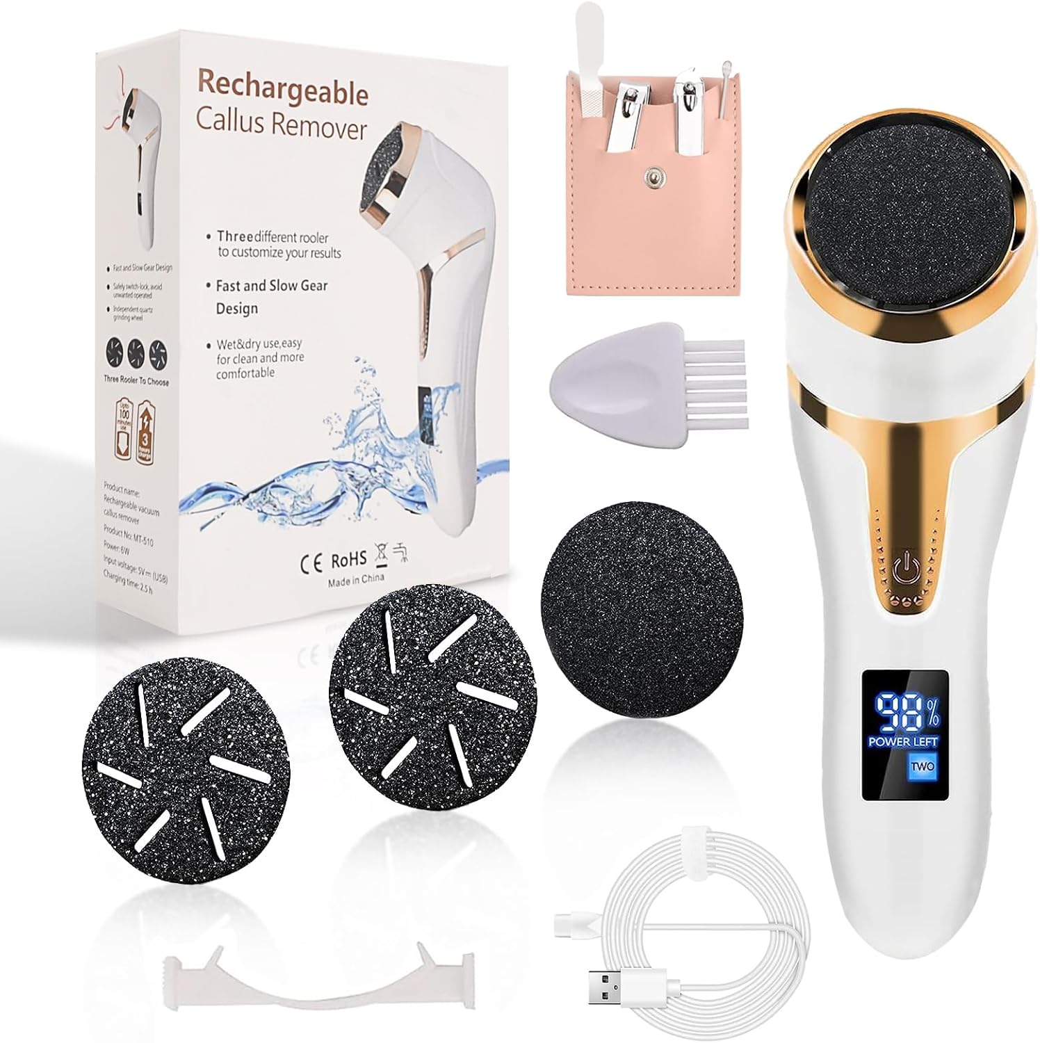 Waterproof Hard Skin Remover, Callus Remover Feet Care Kit, Electric