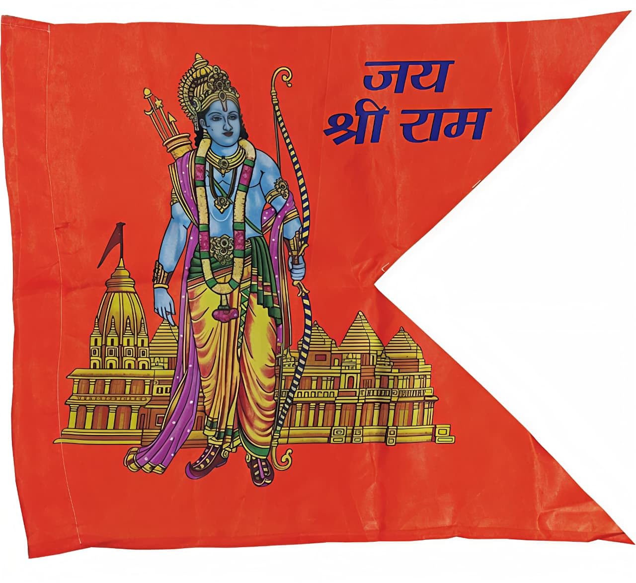 Poveria Shri Ram Temple Flag Ram Mandir Jhanda Bhagwa Saffron Flag (60x90 inch)-image-44