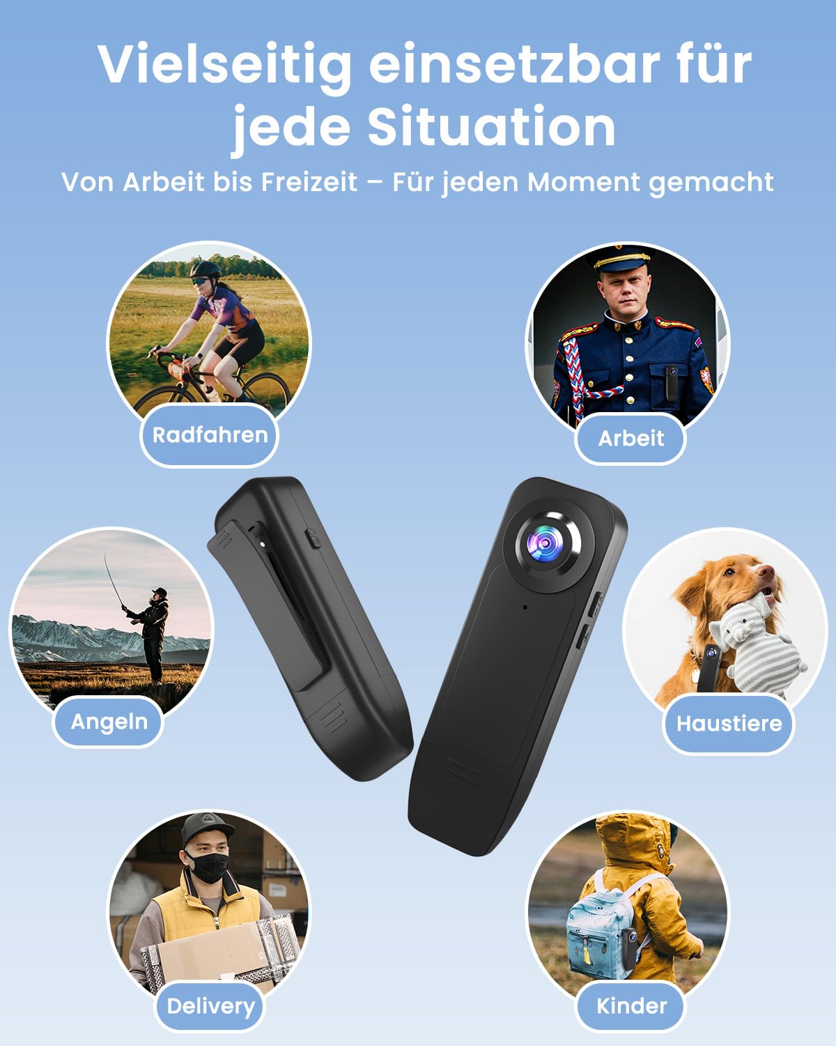 Body cam, Bodycam Körperkamera Mini 1080P HD, Mini Kamera ohne WLAN mit 64 GB TF Karte, Loop-Funktion Kleine Body Camera 1000 mAh Lange Akkulaufzeit Nachtsicht Body Kamera Bewegungserkennung Mini Cam