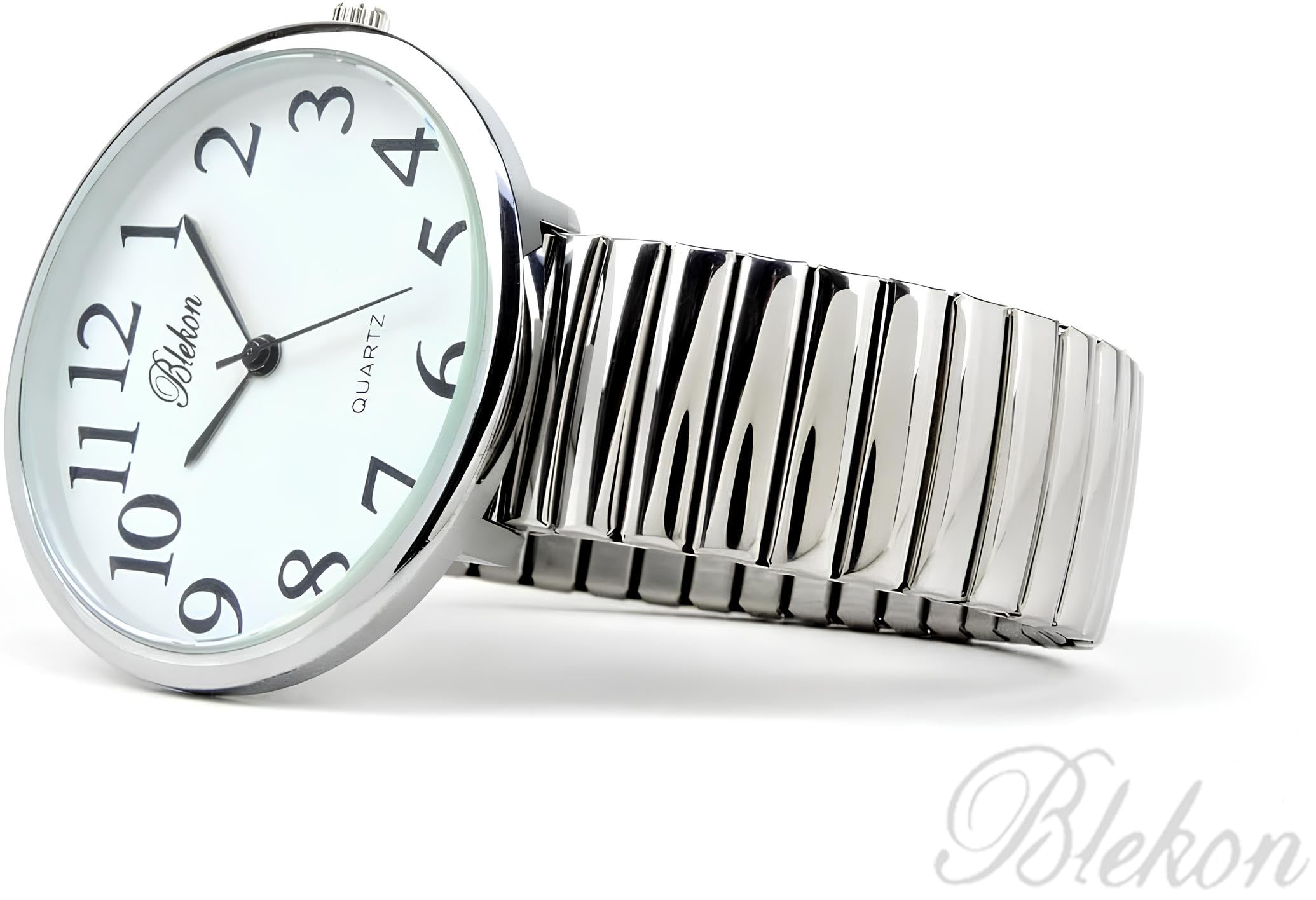 Amazon.com: Geneva Super Large Stretch Watch Clear Number  display picture 2