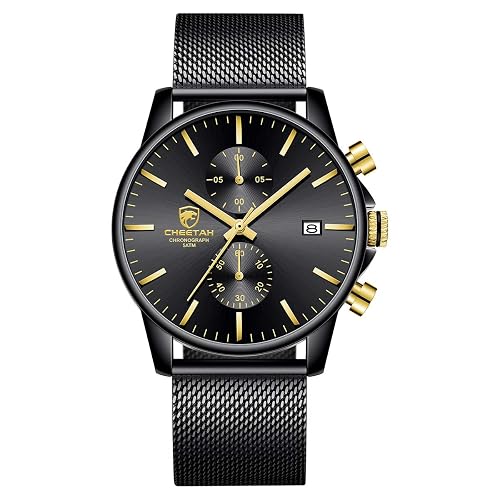 GOLDEN HOUR Mens Watch Fashion Sleek Minimalist Quartz Analog Mesh