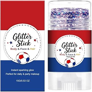 Patriotic Glitter Stick - Facial Cosmetics, Red White and Blue Hair Glitter for Teens, Adults, Celebrations Party Holiday Event Parade Music Festival Day Sports Game Concert Use