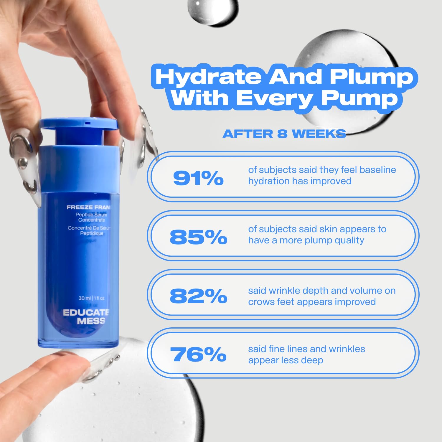 Freeze Frame Peptide Serum – Our Clean Multi-Peptide Formula with Diamond Powder & Resveratrol | Effective Anti-Aging Results for Radiant Skin (30 ml)