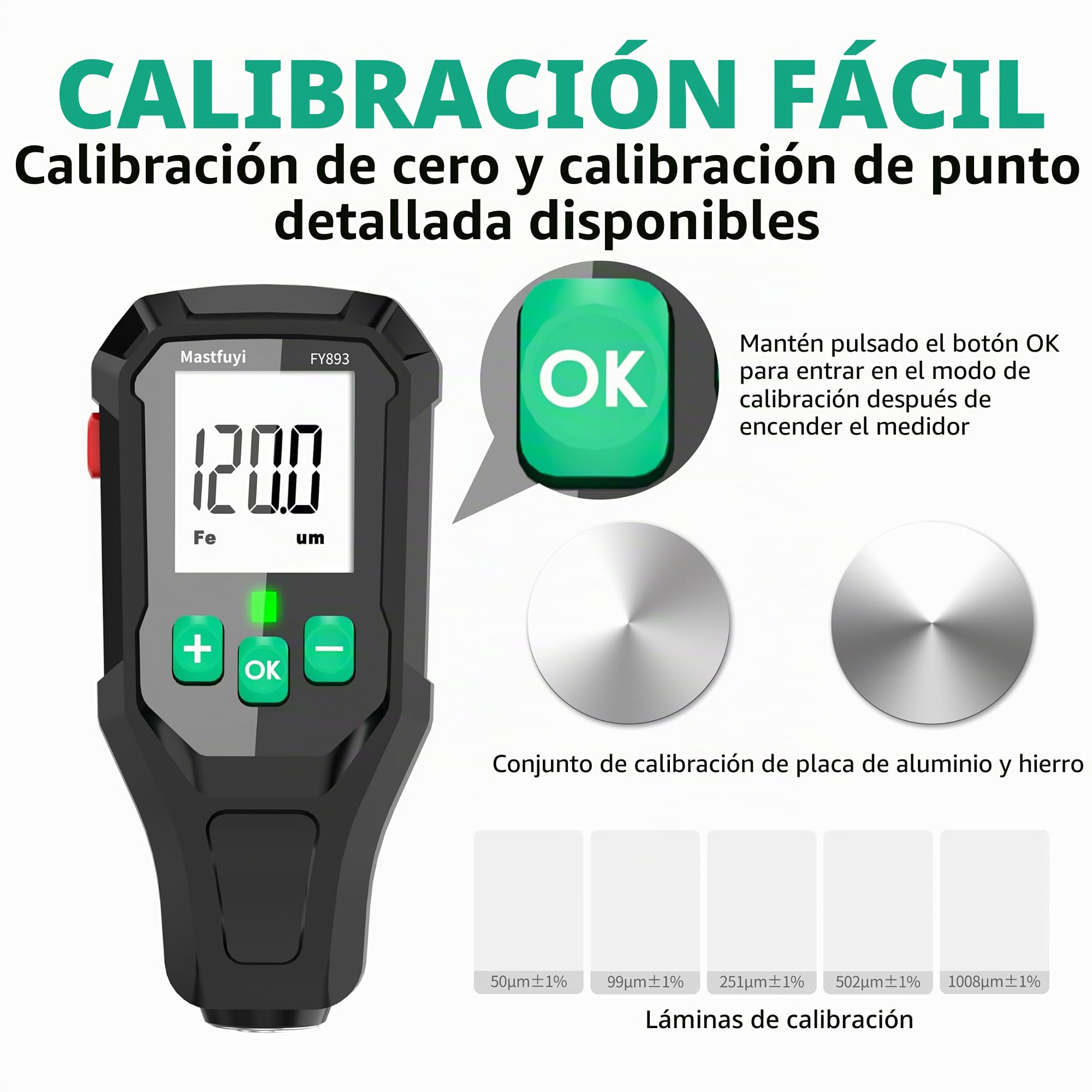 Medidor de Espesor de Pintura, Medidor Digital de Profundidad de Recubrimiento con Resol 0.1mil, Medidor Portátil de Espesor de Pintura Mil para Compradores de Autos Usados, Medición F/NF