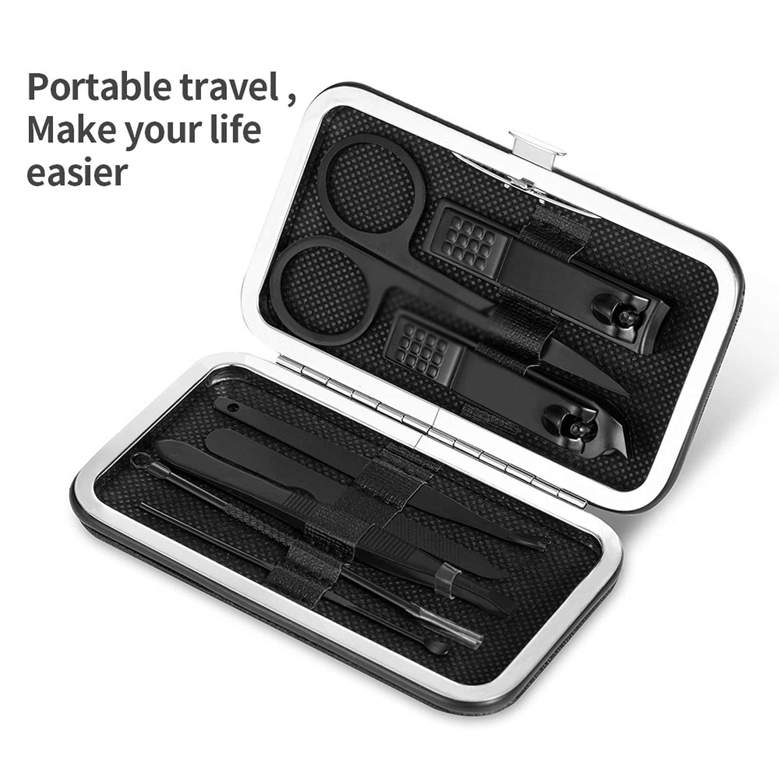 XIANGFAZJD Cortauñas 8PCS Clippers Clippers Portátil Archivo de uñas de Acero Inoxidable Pinzas Tweezers Set Tijeras Profesionales con Kits de Cortador de manicura