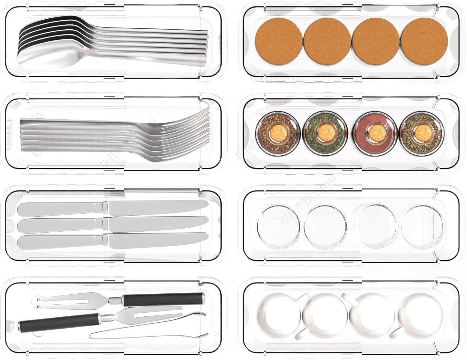 15 Pcs Extendable Clear Drawer Organizer Set,Adjustable Vanity Storage Box, 2-Size Desk Drawer Divider Organizer Trays, Storage Bin for Makeup, Cosmetic,Gadgets for Bathroom Bedroom Kitchen Office