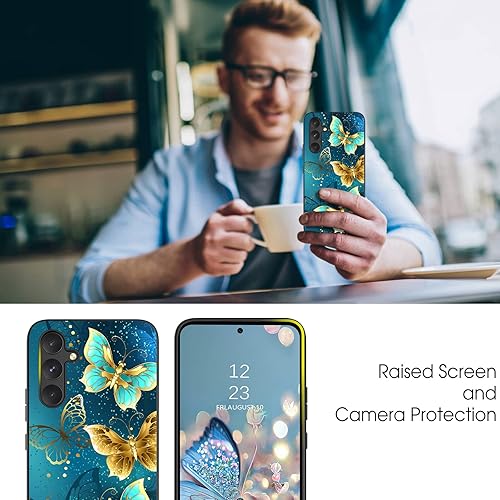 Miniatura 8 de GUAGUA Funda para Samsung Galaxy A54 5G que brilla en la oscuridad, funda para teléfono Samsung A54, bonita funda luminosa nocturna de mariposa azul