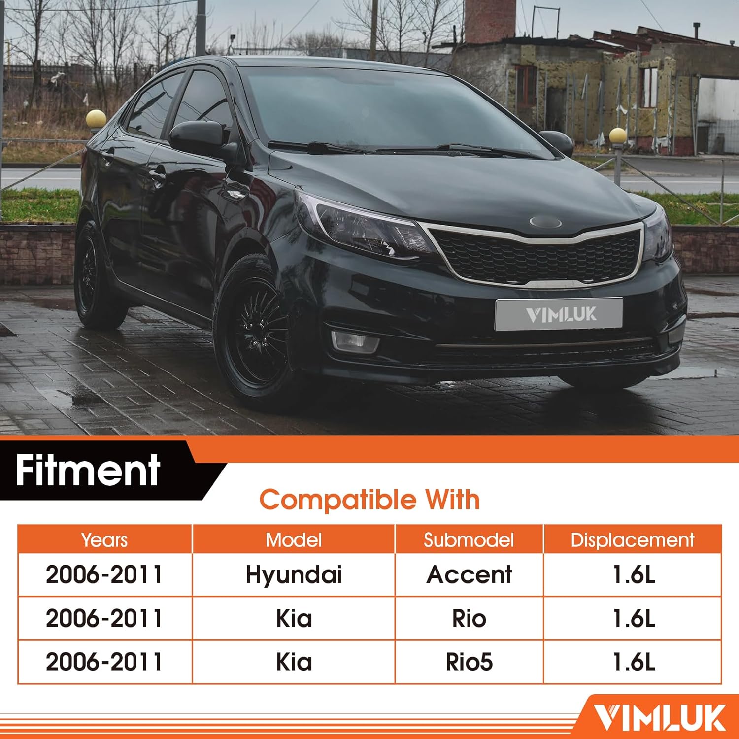 53725 Stainless Steel Exhaust Front Flex Pipe - Compatible with 2006-2011 Hyundai Accent 1.6L & Kia Rio/Rio5 1.6L - Replaces OEM # 28610-1G300, 2100-236471(VK-53725)