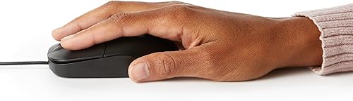 Miniatura 3 de TiendaBasics Ratón de computadora con cable USB de 3 botones negro paquete de 1