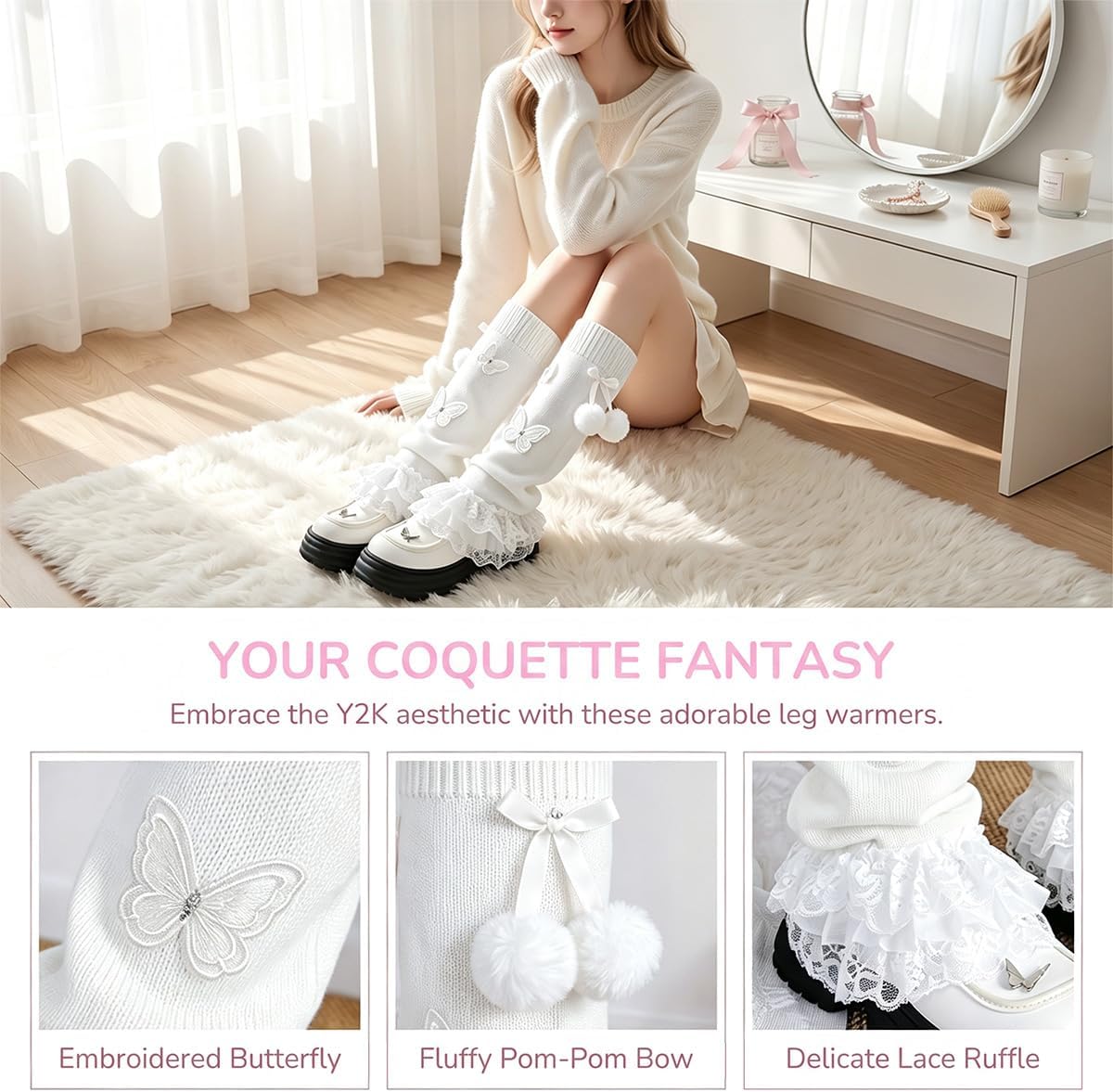 WODECASA Knit Leg Warmers for Girls,for Daily Wear, Cosplay, Photoshoots