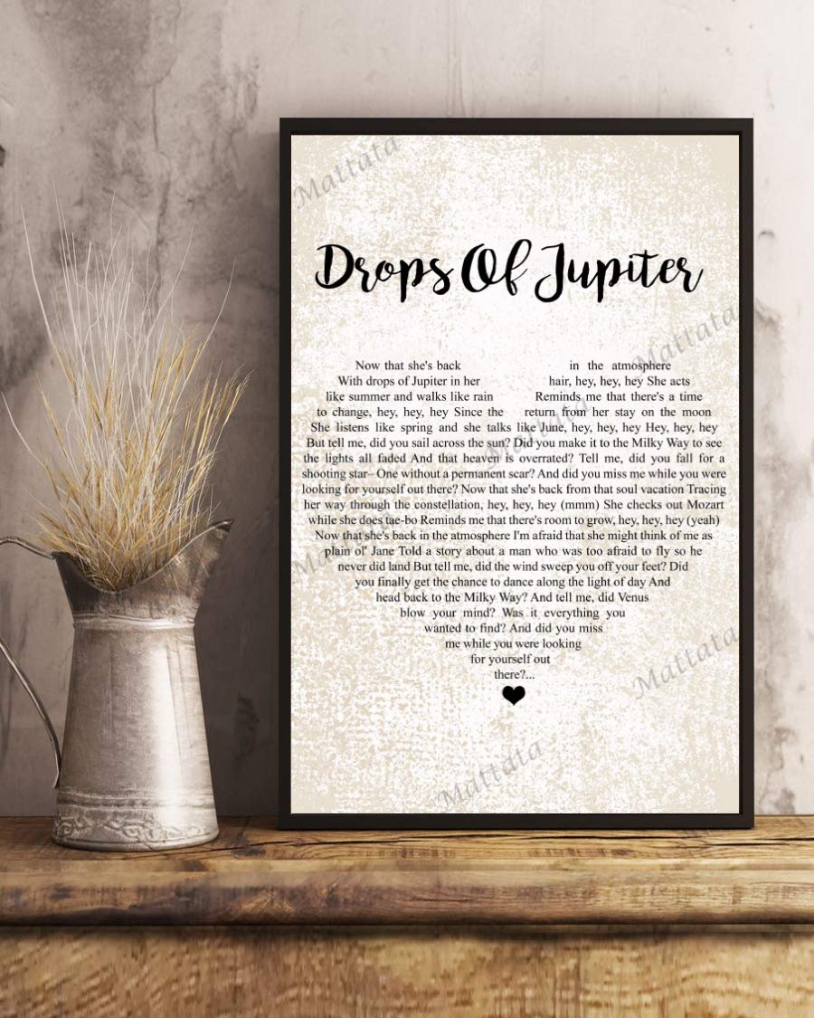 Amazon.com: Mattata Decor Gift - Drops Of Jupiter Song Lyrics Heart Wall  Art Portrait Poster Print (16