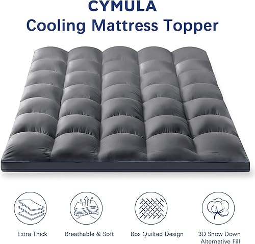 Miniatura 2 de CYMULA Cubrecolchón tamaño individual, funda de colchón refrescante, cubrecolchón extra grueso con bolsillos profundos elásticos de 8 a 21 pulgadas,