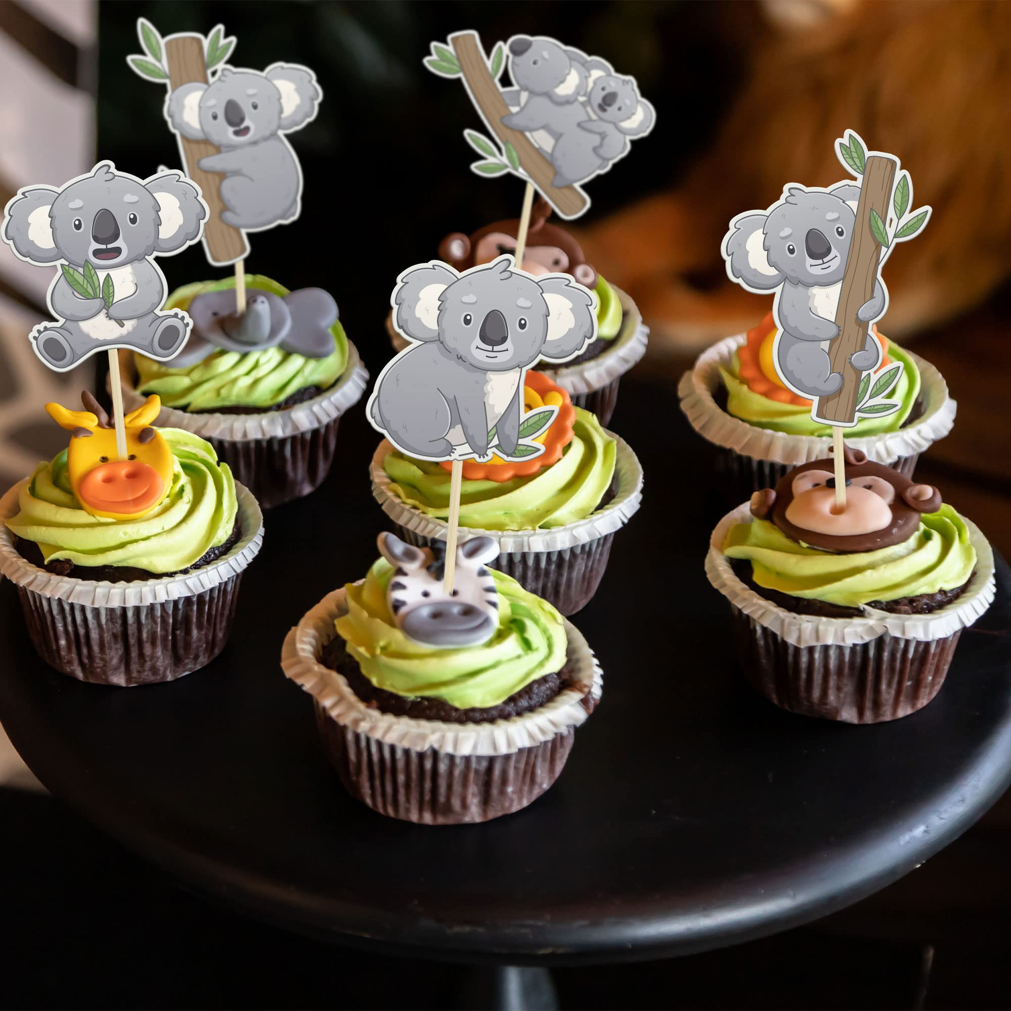 Lot De 36 Toppers Cupcakes Koala Pailletés – Super Mignons Pour Anniversaire, Baby Shower Ou Thème Animaux Sauvages !