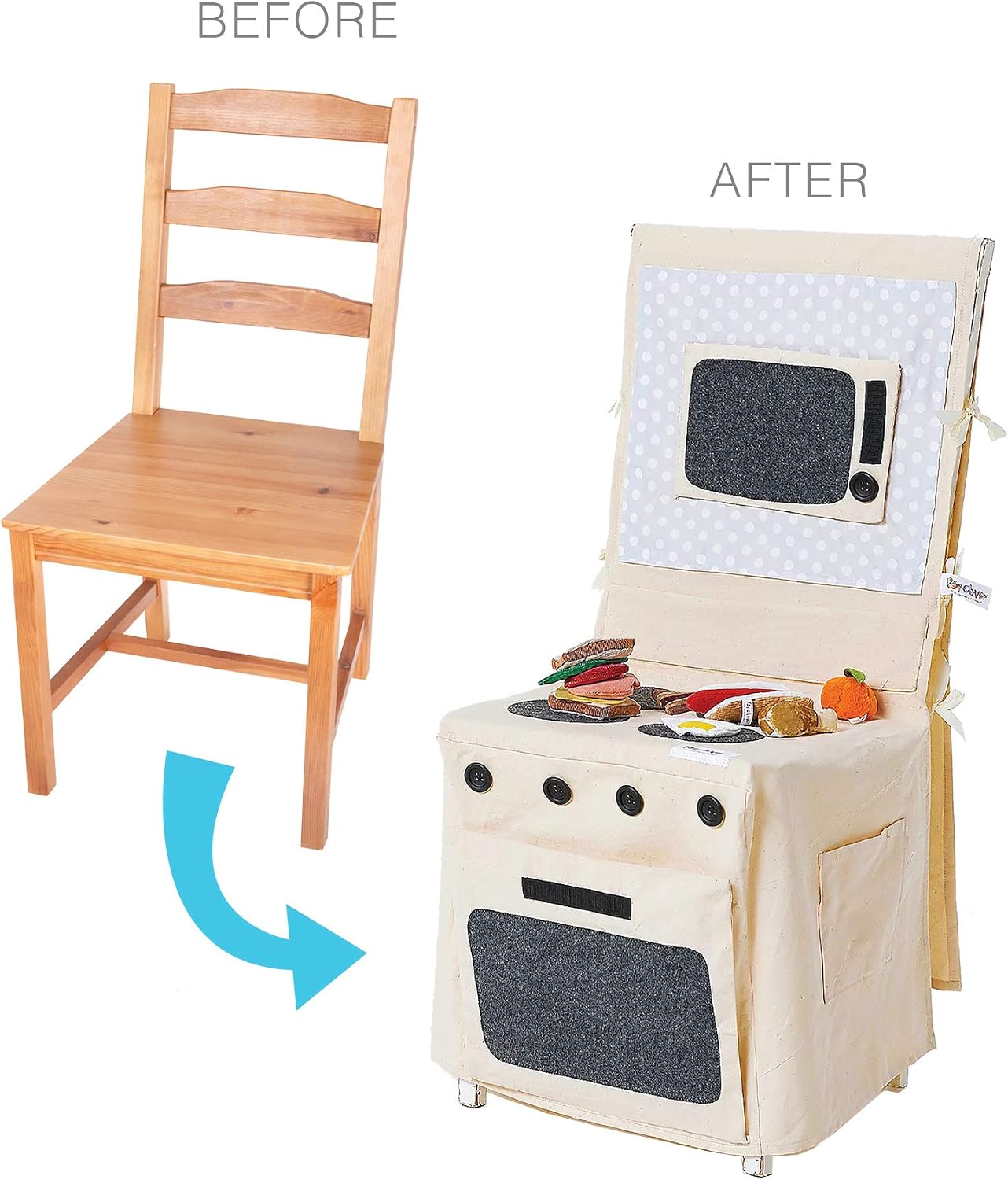 Stove Set Deluxe Playset -13 Pieces Pretend Play Fabric Kitchen Stove Set - Includes Breakfast & Lunch Plush Food & Accessories - Perfect for Imaginative Role Play for Girls & Boys Ages 3+