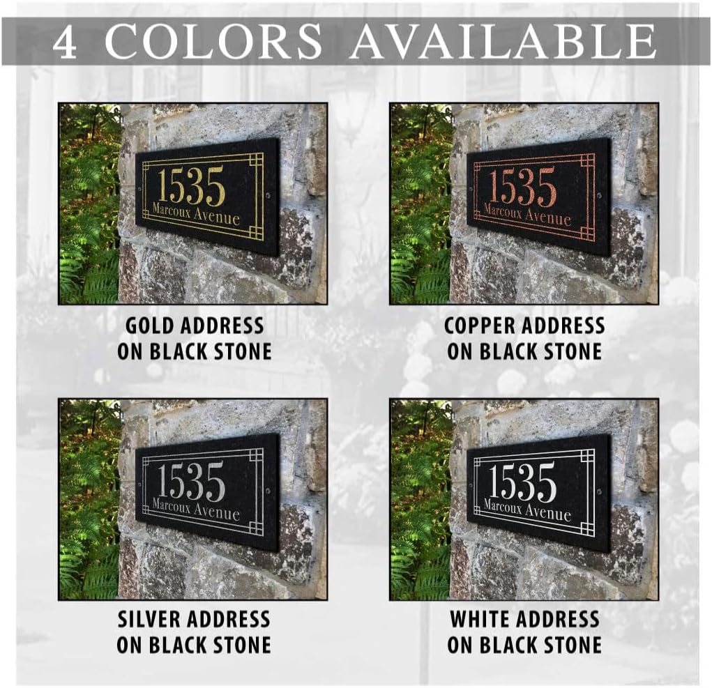 THE LINDEN Stone Address Plaque With Engraved Numbers. Address Sign Made from solid, real stone.