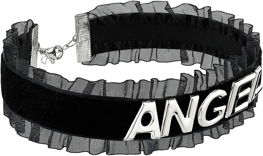 Handmade Black Choker Necklace for Women, Adjustable Black Velvet Lace Choker Collar for Women with Silver Letters, Gothic Choker Jewelry Gifts - Image 2