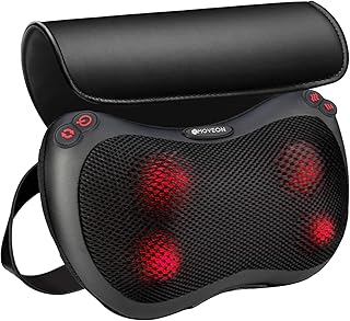 MOVEON Coussin de massage, Shiatsu Masseur Electrique Masseur de Cou avec Fonction Chauffante et 3D Rotatif Masseur de Dos pour Cou Epaule Maison Bureau Voiture