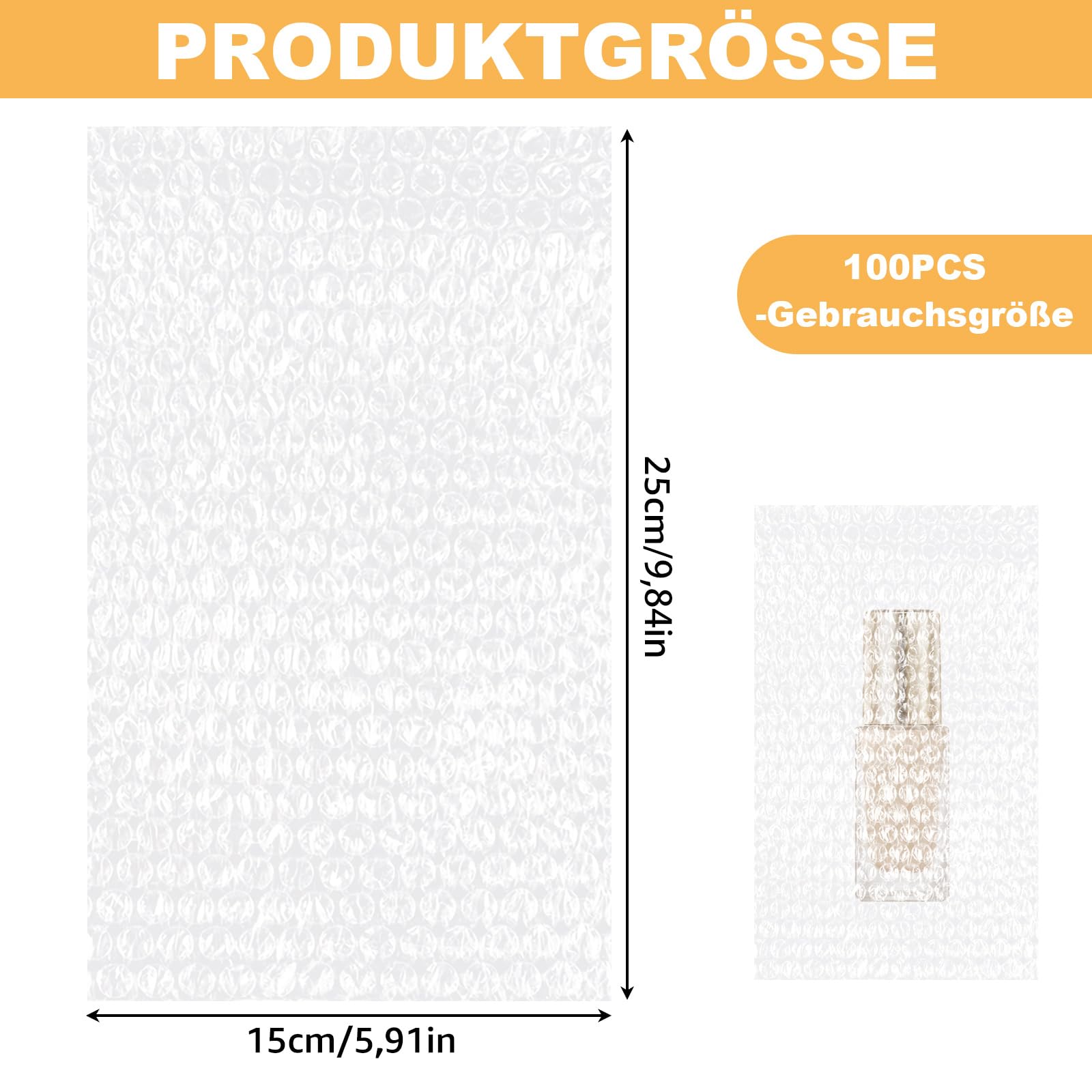 100 sacchetti a bolle d'aria, 15 x 25 cm, trasparenti, per trasloco e spedizione