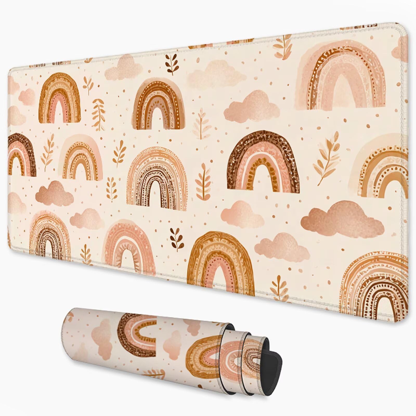 Pomarańczowa podkładka pod mysz XXL 1200 x 600 mm beżowa pod biurko z wodoodporną powierzchnią i antypoślizgową podstawą, podkładka pod mysz do biura, komputera, poprawia dokładność i szybkość 3Y-1389