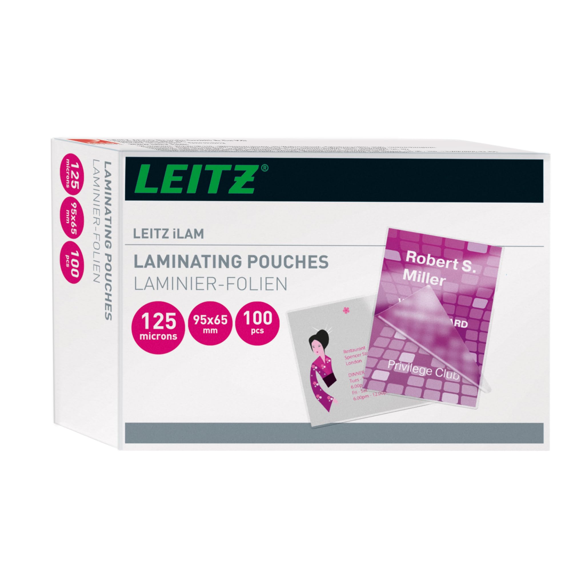 Leitz 33812 Lam Pouches Key Card - Clear (Pack of 100)