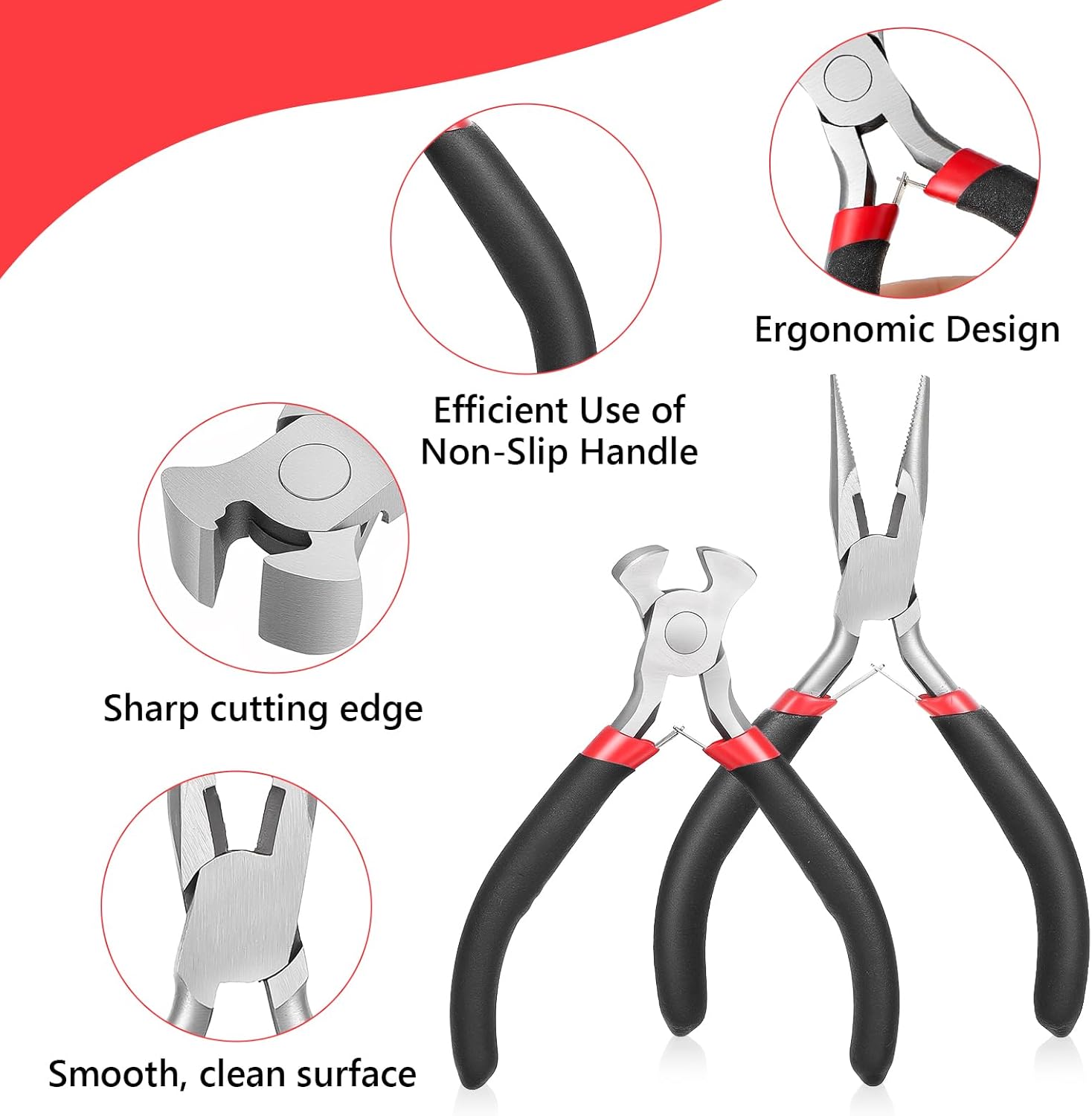Zipper Repair Tool Kit, Heavy Duty End Cutting Pliers and Small Needle Nose Plier, Hand Fix Zippers Repair Tool for Replacement & Install, 2 Pack
