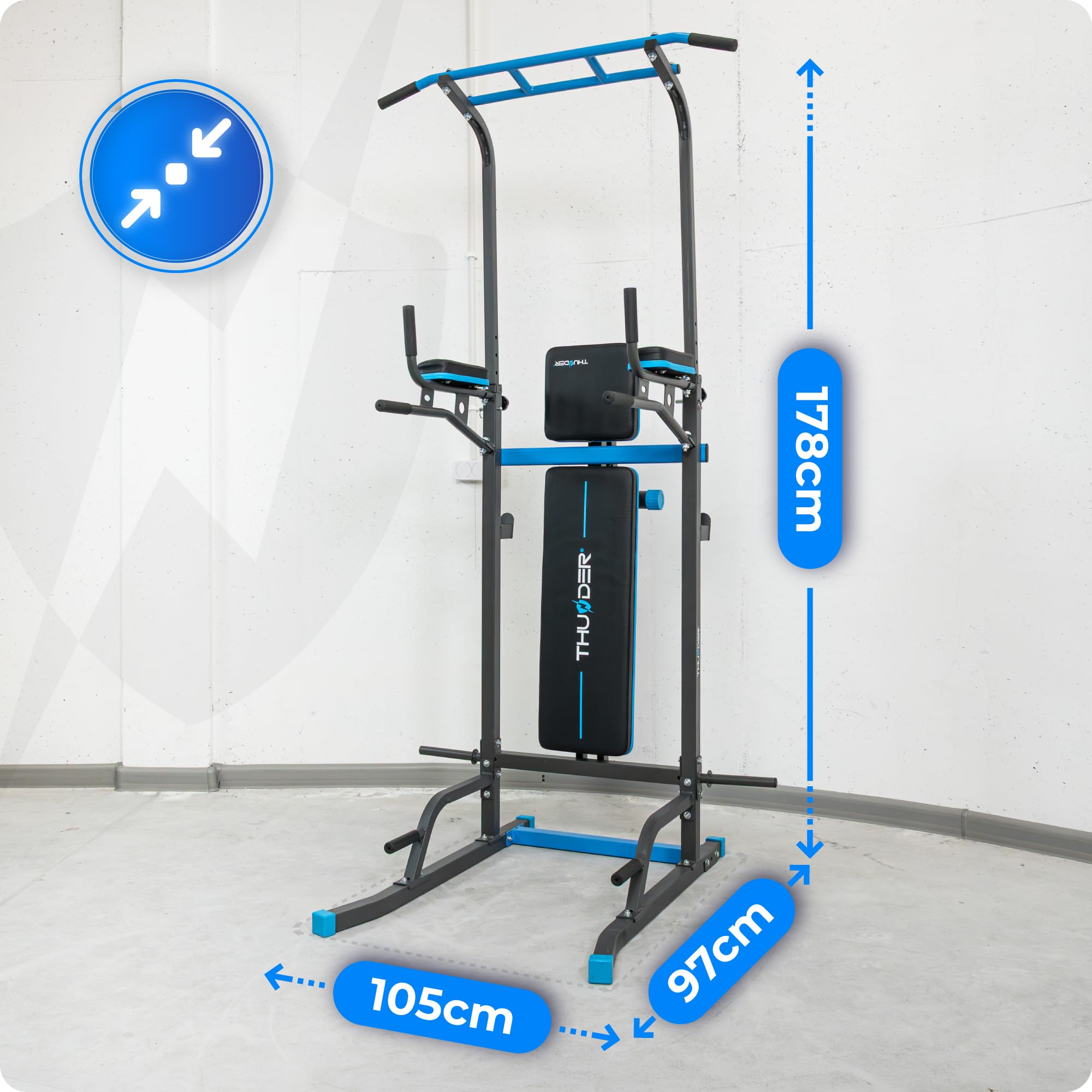 THUNDER Power Tower Dip Station - Stazione per trazioni, attrezzo per fitness a casa
