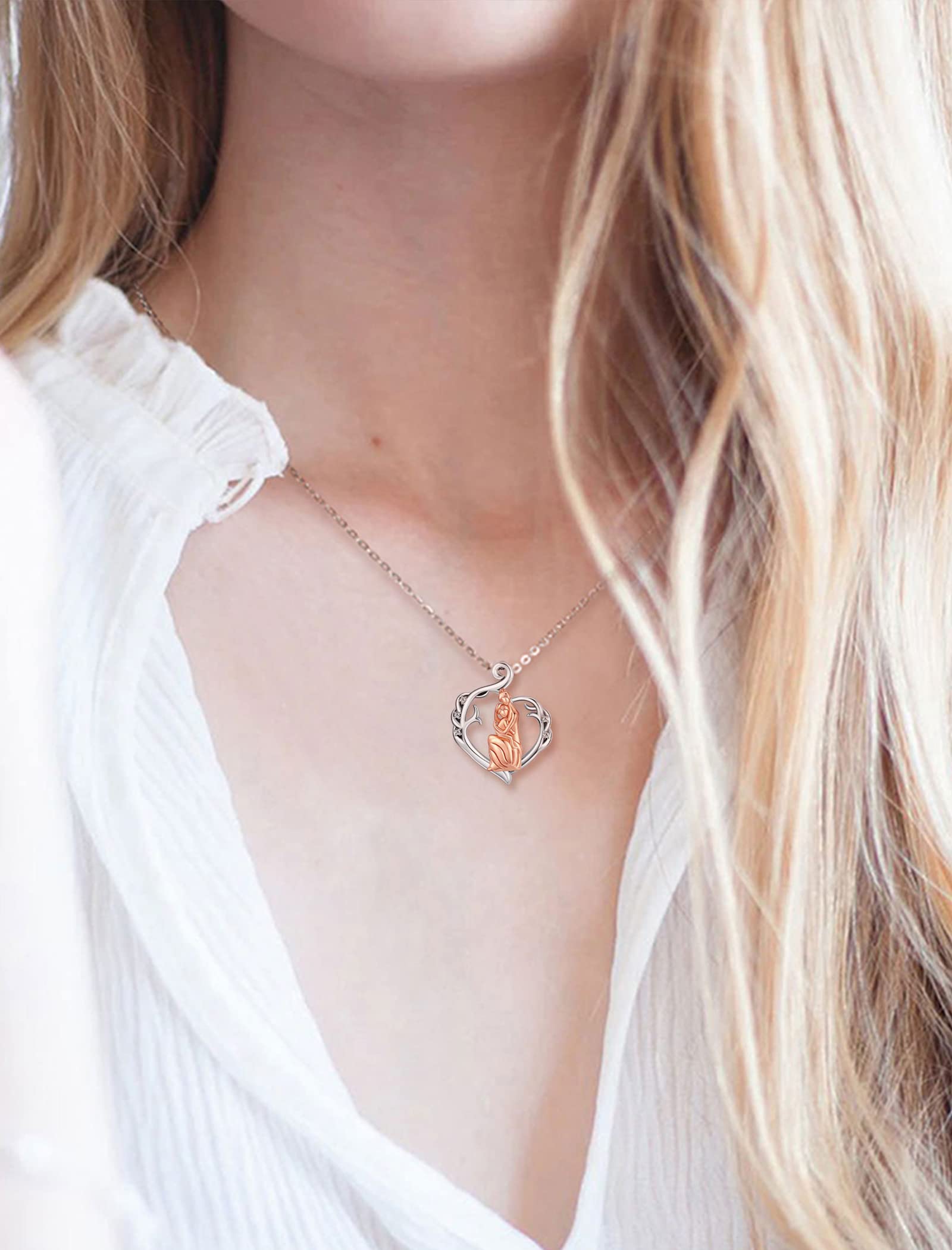 INFUSEU Regalo Mamma Collana, Mamma E Figlia Cuore Gioielli Argento 925 Ciondolo Chiama Regalo Per La Festa Della Mamma