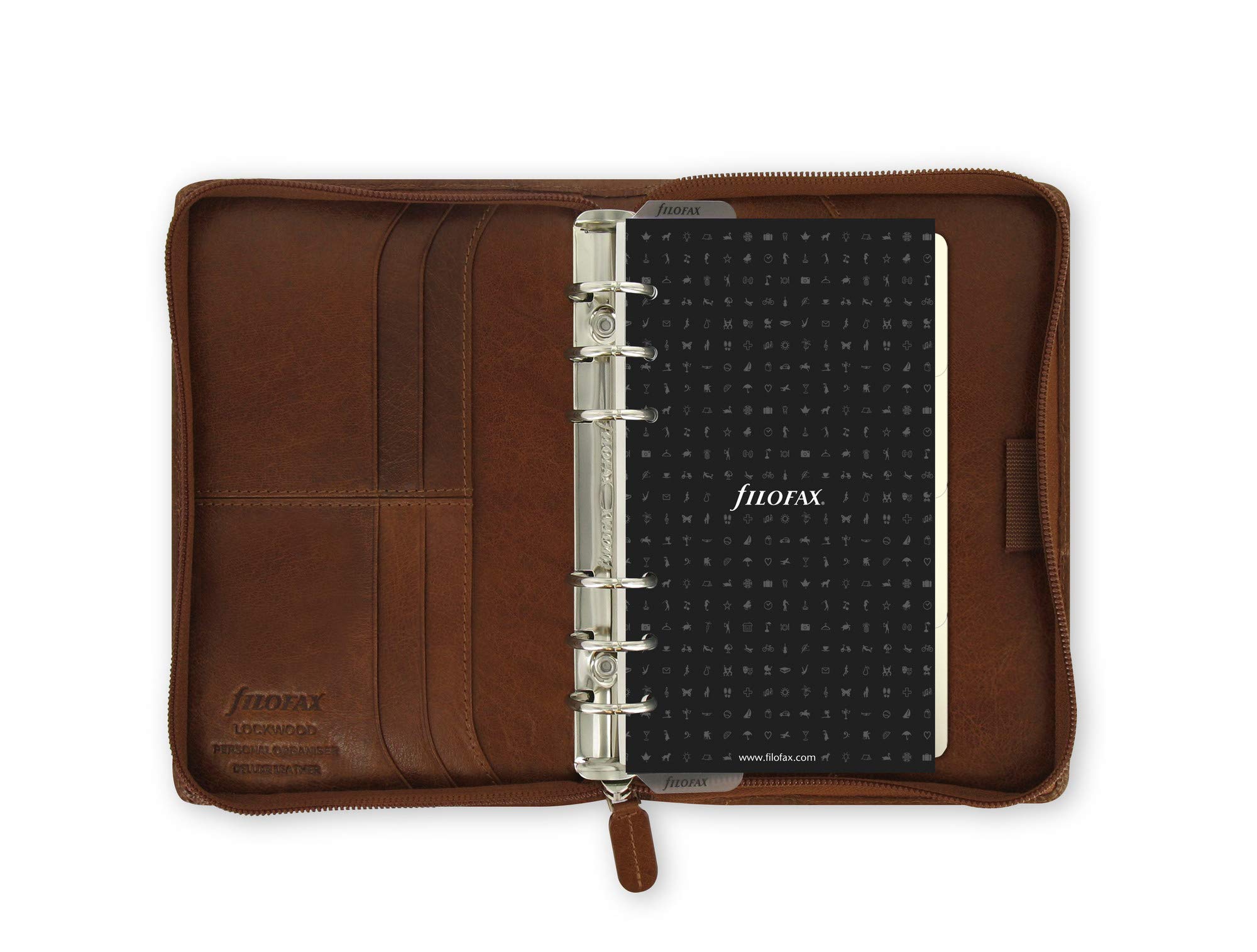 Filofax Lockwood Terminkalender Tagebuch Planer Organizer persönlich mit Reißverschluss in Cognac