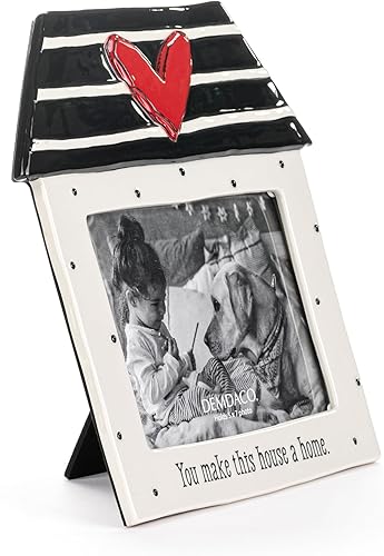 Miniatura 2 de DEMDACO 5004830116 You Make This House a Home - Marco de fotos de gres negro, blanco y rojo con capacidad para fotos de 5 x 7 pulgadas