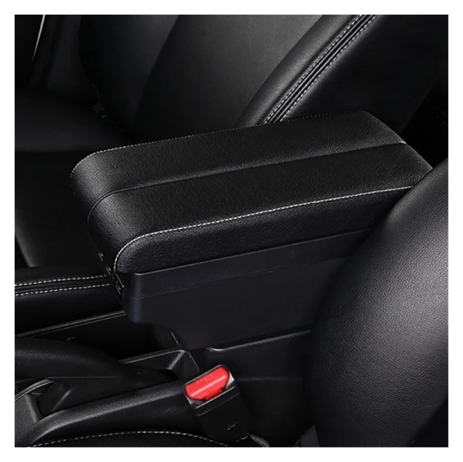 AWGNTQQ Car Armrests For Caddy 5 2024 Central Content Store Case Console Storage Elbow Support Rest Box(A-Black white line)