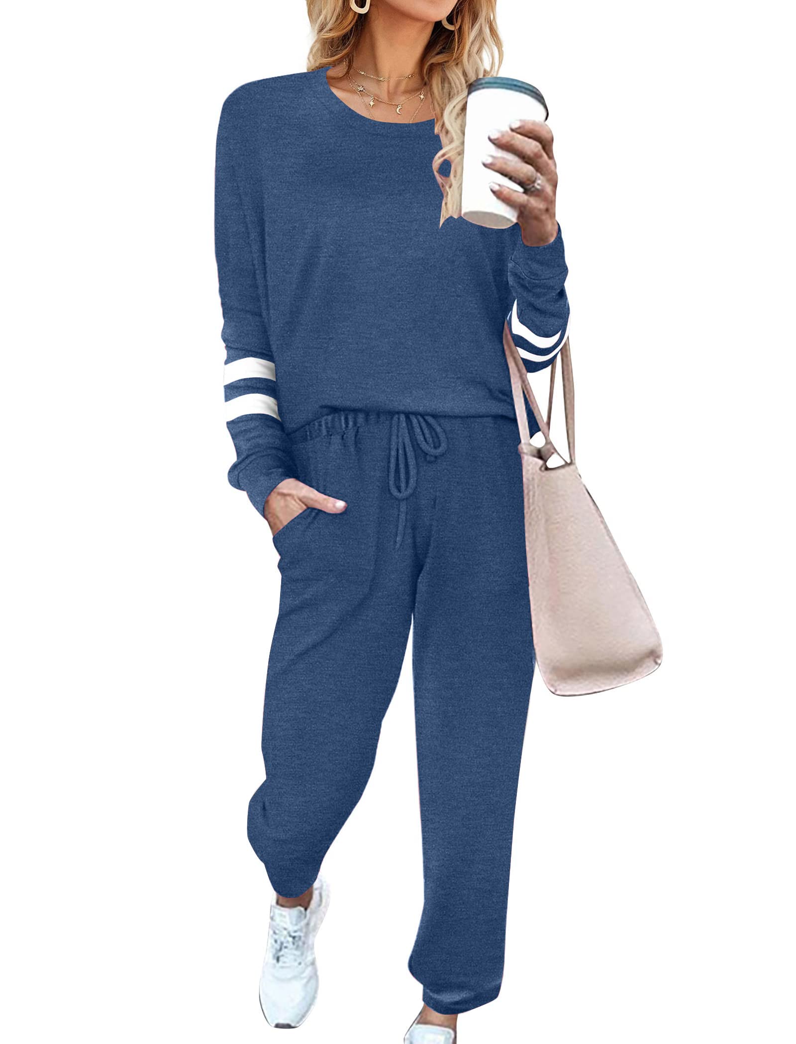 Ekouaer Sweatsuits Womens Loungewear Set Tracksuit Long Sleeve Pajamas Set