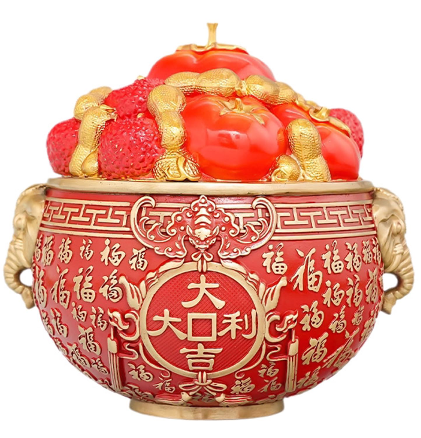 NHDVDVAV Chinese Feng Shui Treasure Bowl,Brass Cornucopia Bowl Wealth Porsperity Figurine Collectible Housewarming Congratulatory Home Office Decoration,15 * 12.5 * 9cm