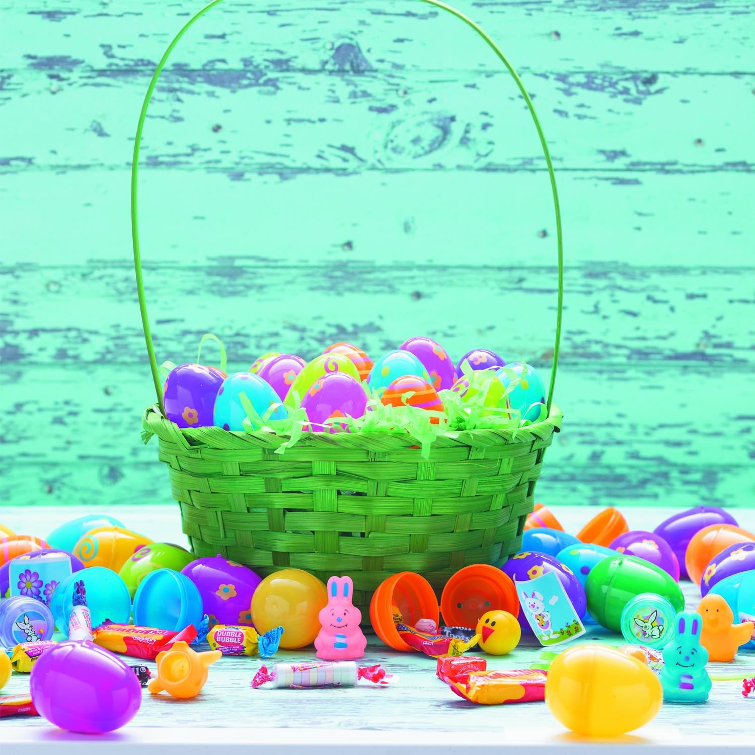 Fun Express Candy Filled Easter Eggs Bulk 24 Pack - Pre-Filled Plastic Eggs with Assorted Sweet Treats for Easter Egg Hunt | Colorful Spring Party Supplies for Kids & Family Celebrations