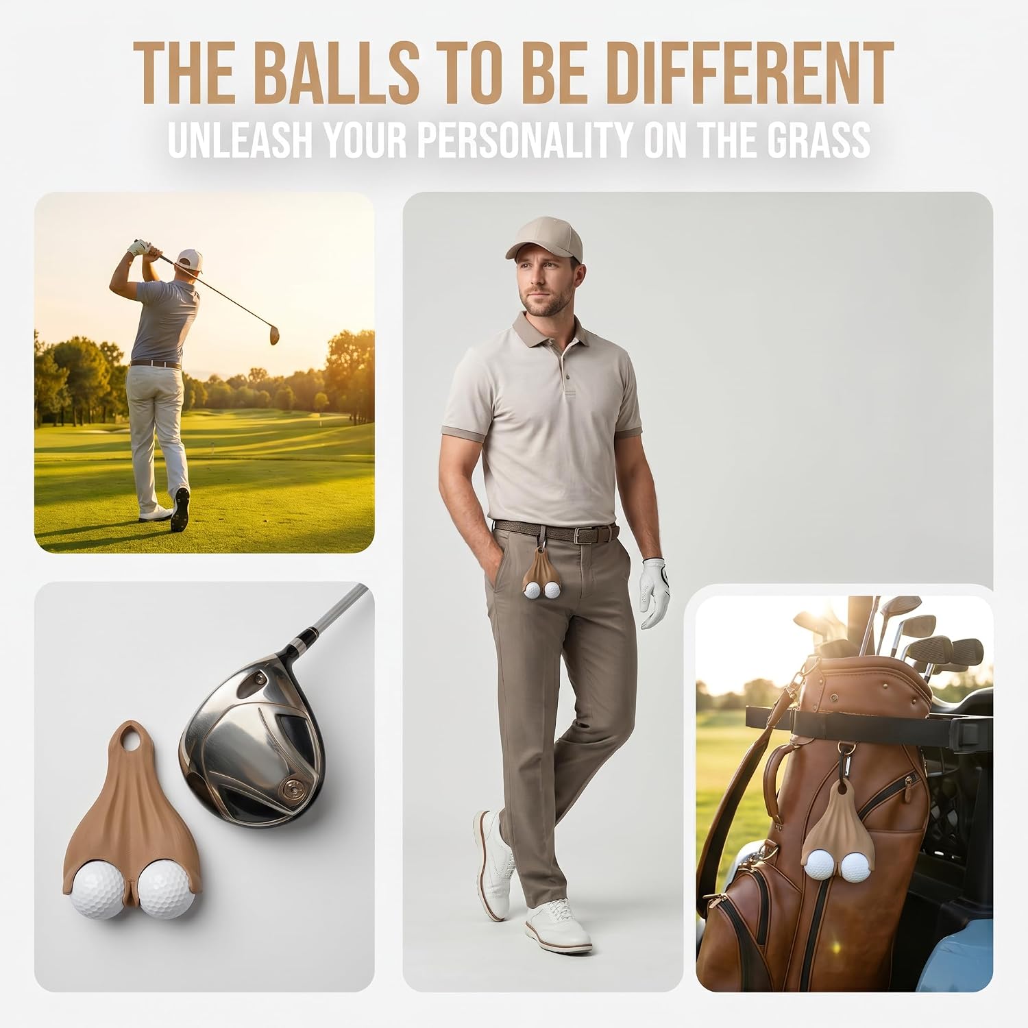 3D Printed Golf Ball Holder – Pack Golf Ball Sack Holder – Portable Clip-On Pouch for 2 Balls, Funny Ball Storage for Men | 3D Printed Golf Ball Holder – Clip‑On 2‑Ball Sack Pouch, Funny & Practical Storage, Great Gift for Golfers