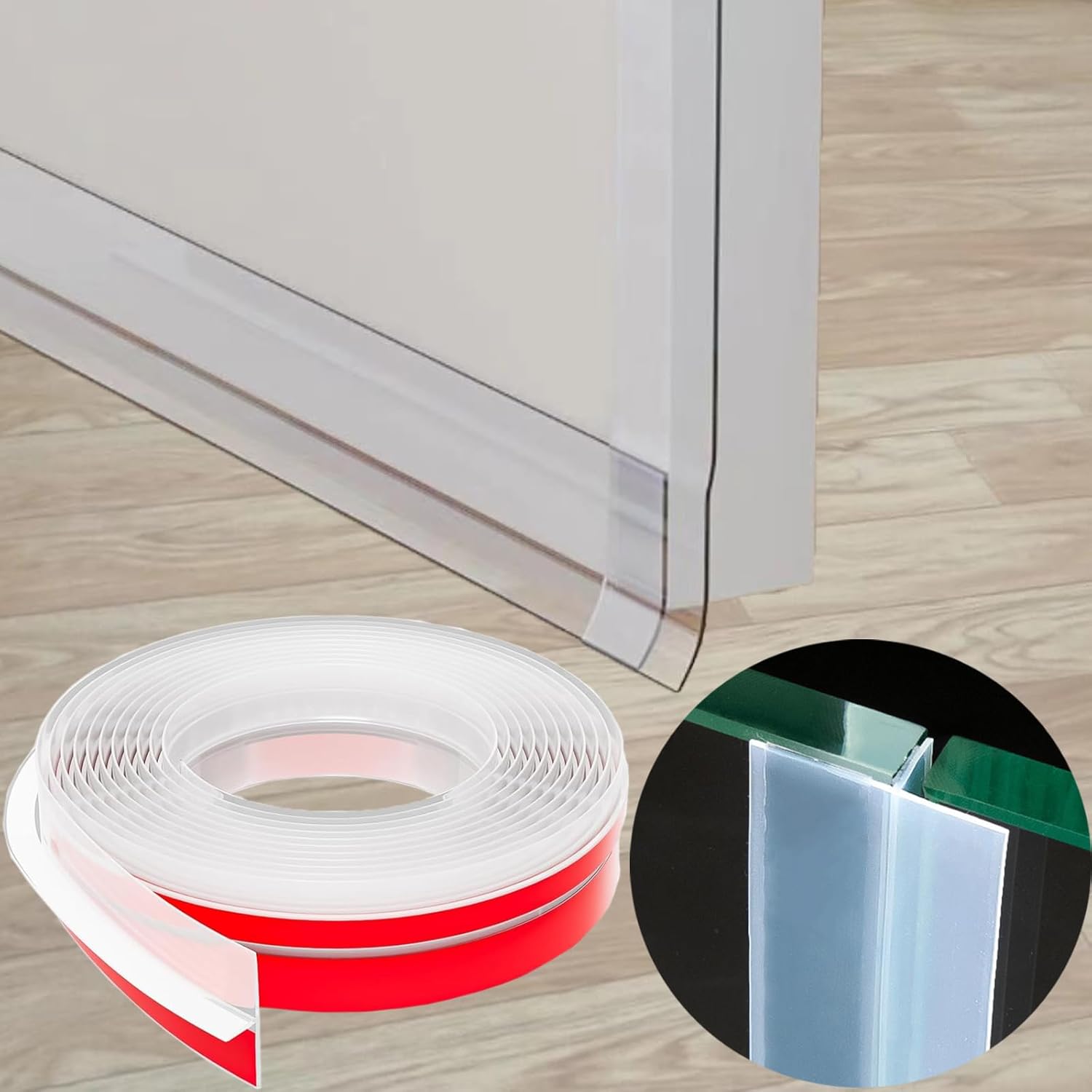 Upgrade T-Shaped Door Draft Stopper, Clear Silicone Seal Strip Weather Stripping for Side of Door Frame ((1.37 Wide X 20 Ft Elder))